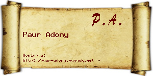 Paur Adony névjegykártya